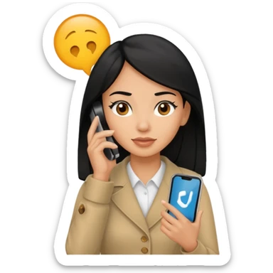 ligh skin black hair woman calling with her phone sticker