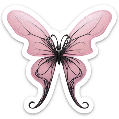 Pink and black fairy wings sticker