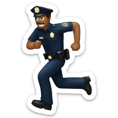 a police man chasing a guy sticker