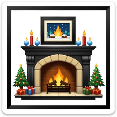 christmas fireplace sticker