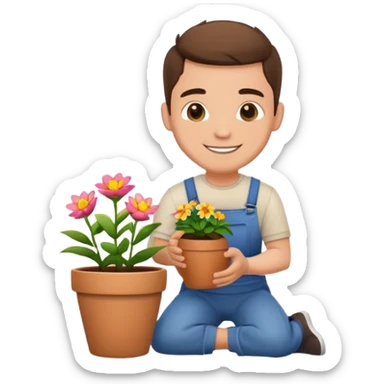 Mozes li mi napraviti emoji muskarca koji kleci i drzi pitar sa cvjecem i samo to nista drugo oko njega sticker