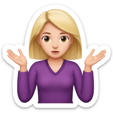 girl shrugging with 6 over one hand and 7 over the other hand sticker