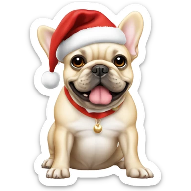 Blonde French bulldog with Santa hat sticker
