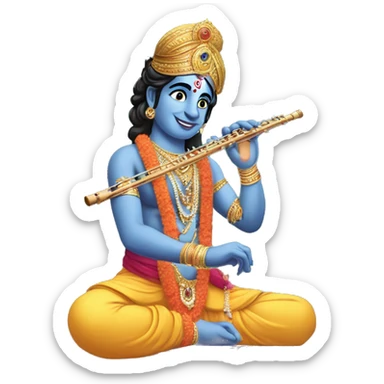 Lord Krishna with laptop and flute sticker