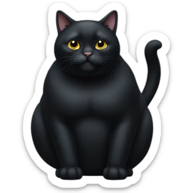 full body obese black cat sticker