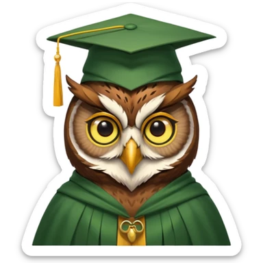 owl professor in green cloak graduation sticker