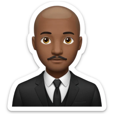 a tall dark hansome black man shaved head thin mustash sticker