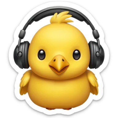 Pollito con cascos gamer enamorado sticker