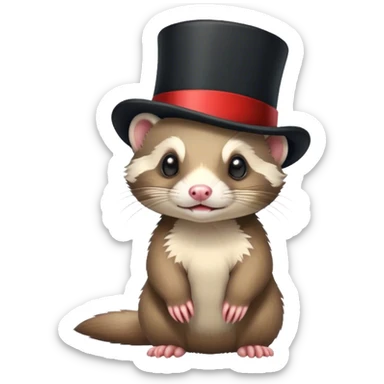 Ferret with a top hat sticker