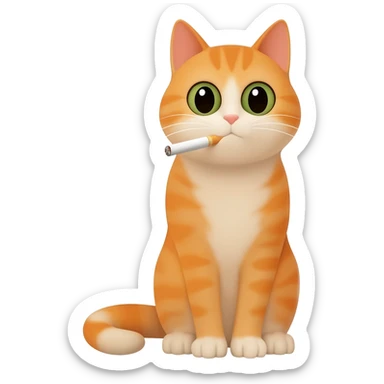 A cat smoking a cigarette sticker