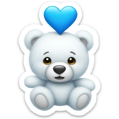 white teddy bear blue heart  sticker