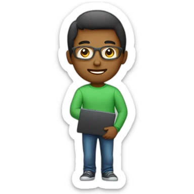 persona joven con computador portátil  sticker