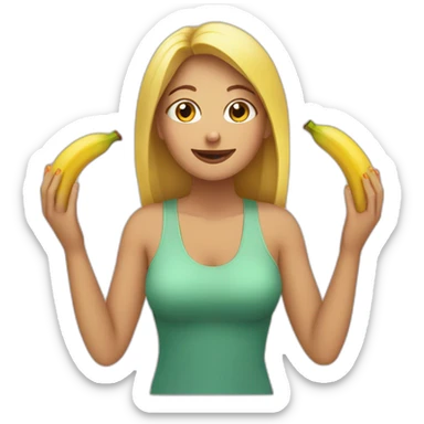 Femme prend banane avec ses deux mains sticker