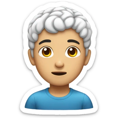 Asian boy with big brain sticker