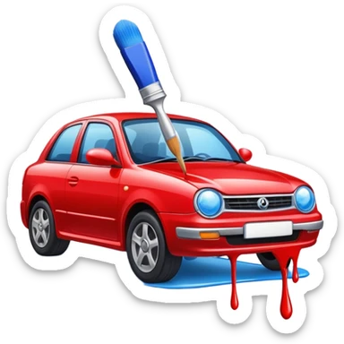 car with a paintbrush or paint drop sticker