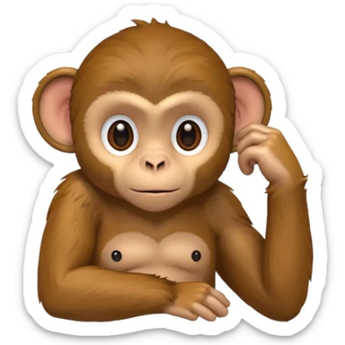 monkey listening hand on ear to help him hear better sticker
