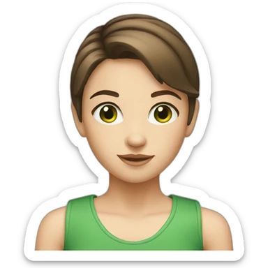 Young girl with short brown hair and green eyes sticker