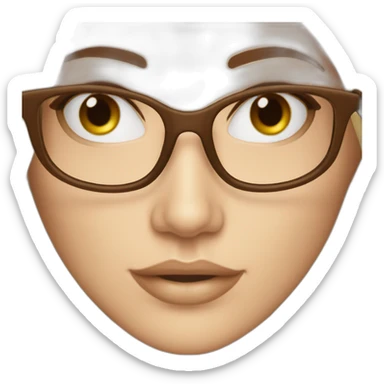 Mujer blanca pelo largo marrón, lentes.para leer sticker