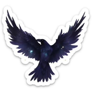 Black Raven wings bohemian Ethereal galaxy constellation girl angel raven wings black wings, gold arrow, nebula, flower crown, fairy lights, iridescent sticker
