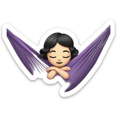 white skinned girl with black hair laying in a lilac hammock sticker