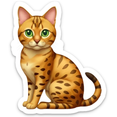 Bengal cat sitting with green eyes  sticker