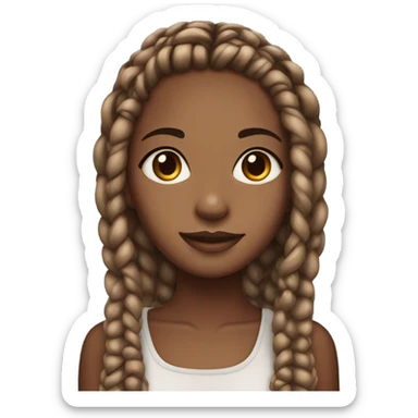 brown skin girl with box braids and pretty eyes sticker