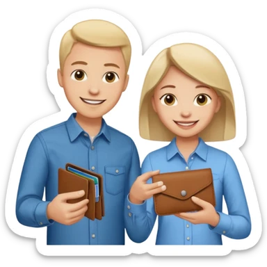 persona devolviendo billetera a otra persona sticker