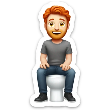 Red headed man sitting on the toilet make his hair straight sticker
