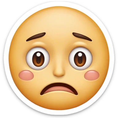 Emoji with tired eyes half open with a look of worry and eye bags and mouth slightly open  sticker