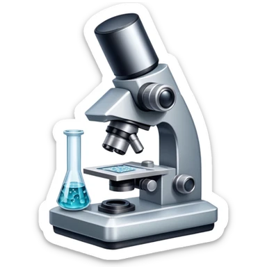 An icon featuring an electronic microscope, a metal alloy, and a crystal structure, symbolizing materials science. The design includes different materials like metals, ceramics, and polymers, alongside a stamp representing testing and quality control. Transparent background sticker