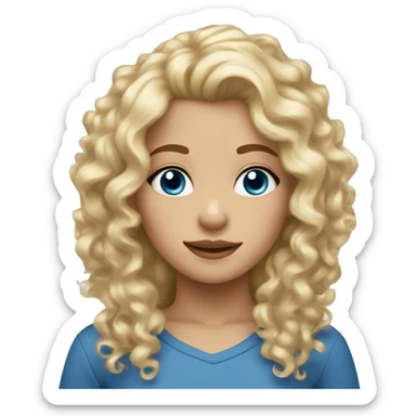A blondie girl with curly hair and blue eyes  sticker