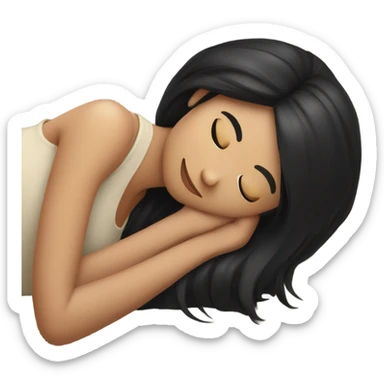 girl with black hair resting sticker