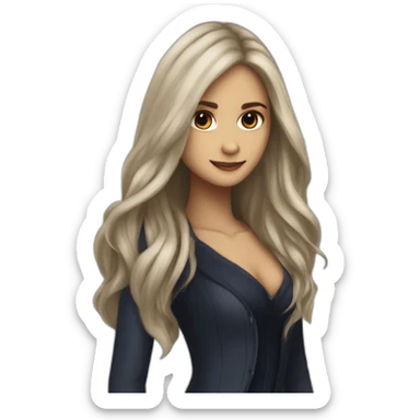 Elena Gilbert un vampire diares with long hair by Nina dobrev sticker