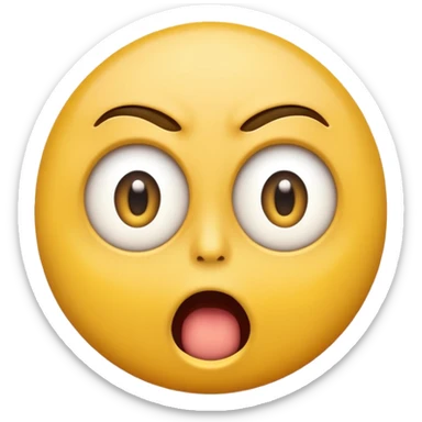 Eye twitch emoji. Standard yellow emoji face. One eye half open in a twitch way. Mouth in a shocked expression  sticker
