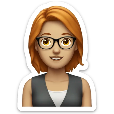 Ginger woman wearing glasses sticker