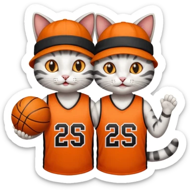 2 cats who just won a basketball game sticker