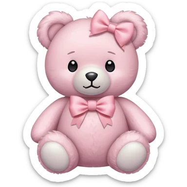 teddy bear with pastel pink bow sticker