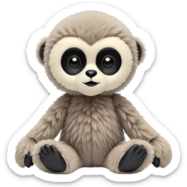 baby black lar gibbon jellycat stuffed animal plush, soft and cute, kawaii, tiny beady black eyes sticker