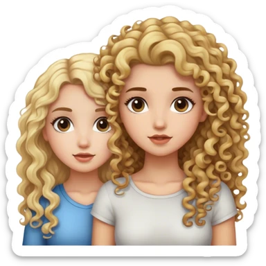 Blonde girl with curly hair with brunette girl with long hair  sticker
