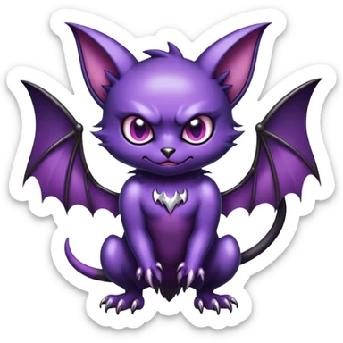Shiny Dark Cute Cool Badass Noibat-Bat-Cat-fusion-hybrid full body sticker