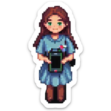 a woman using a mobile phone sticker