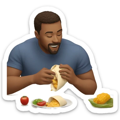 man feeding a baby burrito sticker