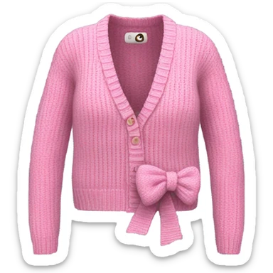 Pearl BOW-DETAIL RIB-KNIT pink CARDIGAN sticker