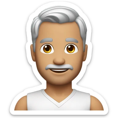 memoji of andrew huberman muscular silver hair, v neck sticker