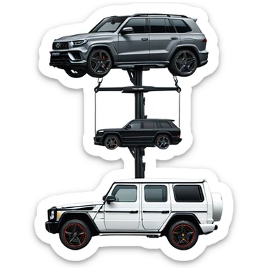 car lift Lamborghini and g waggon sticker