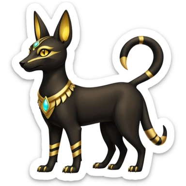 Anubis-Umbreon-Bastet-Fakémon-hybrid-creature (full body)  sticker