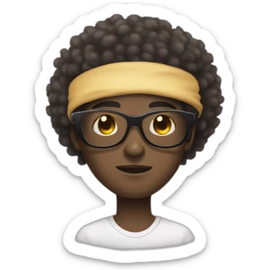 a one eye blinded folded afro african american anime sticker