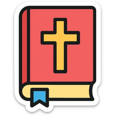 bible with a bookmark, color outlined icon sticker
