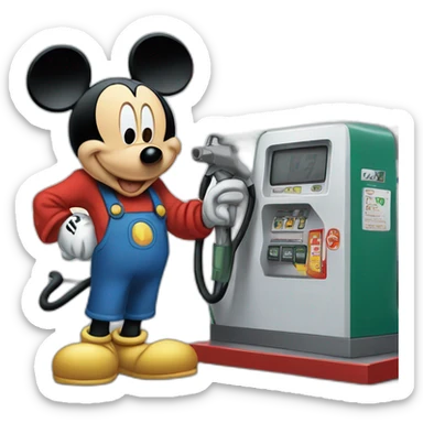 mickey mouse robbing a gas station sticker