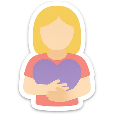 woman Arms hug a dull purple heart sticker